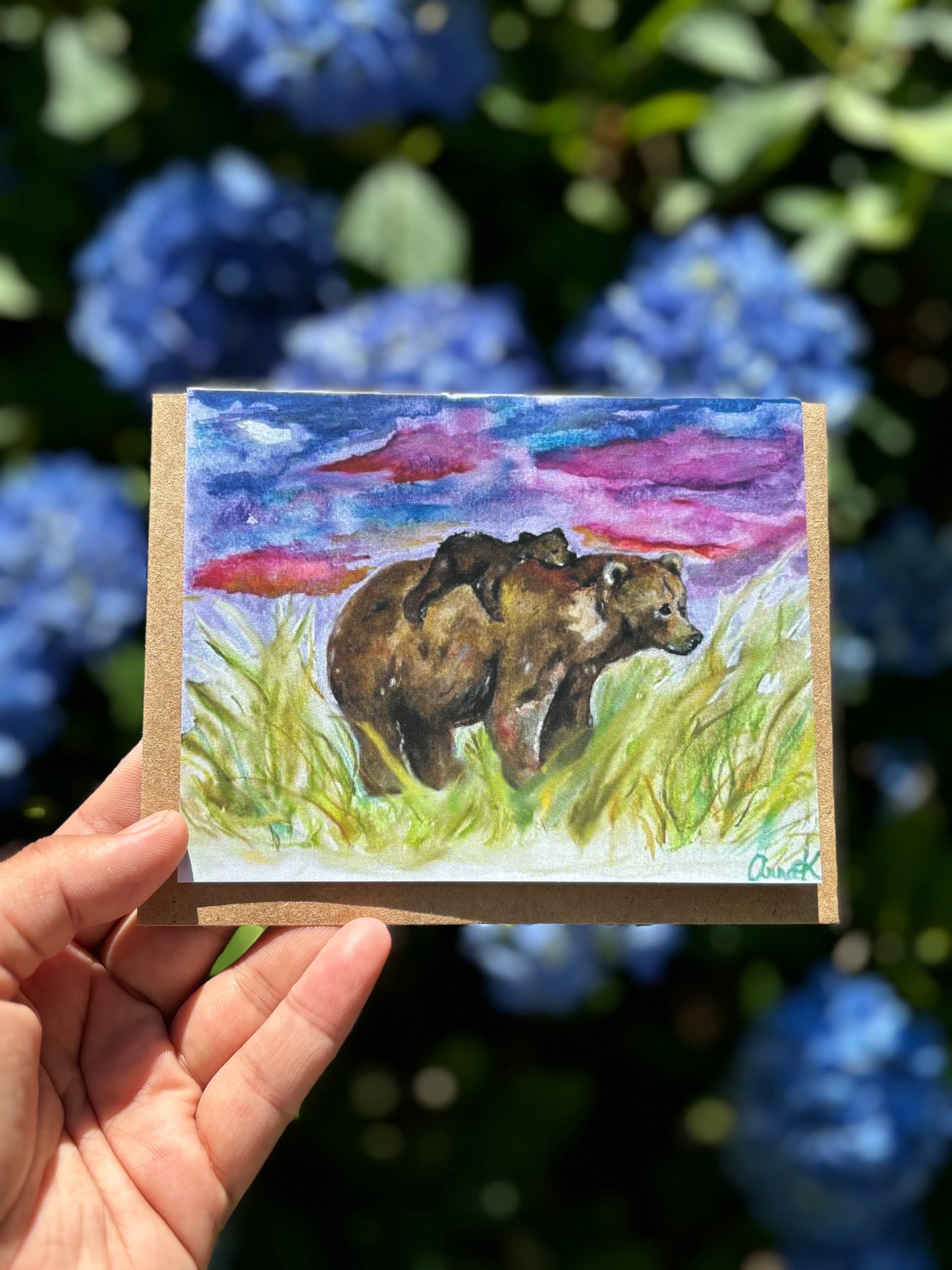 Bear mama & baby - Blank Greeting Card