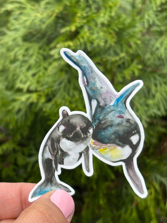 Orca mama & baby stickers