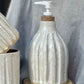 White Speckled Carved Soap Dispenser