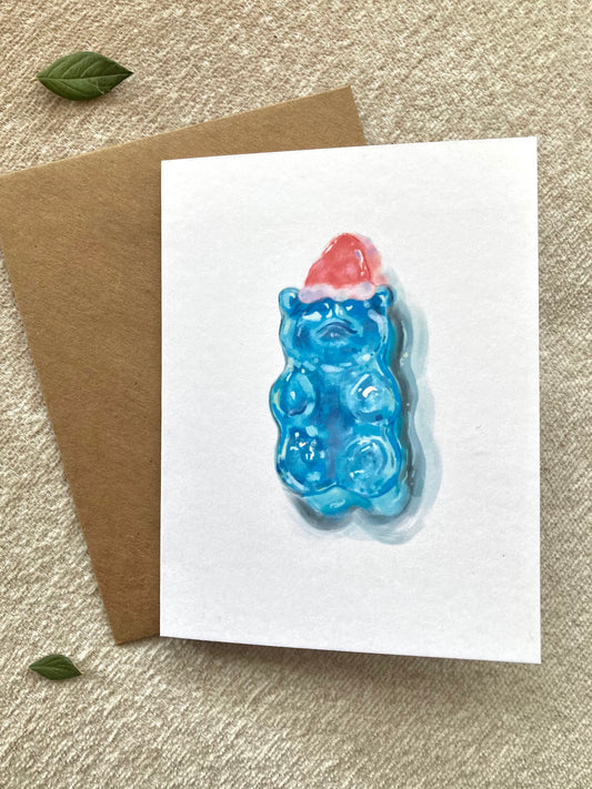 Santa Gummy Bear - Blank Christmas Card