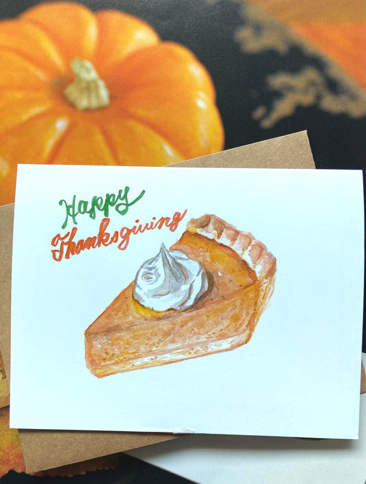 Thanksgiving Card - Watercolour Pumpkin Pie